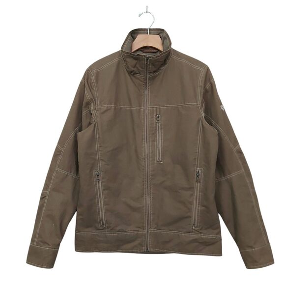 Kuhl Burr Jacket Mens Small Brown Vintage Patina Dye Fleece Lined Zip Up Outdoor